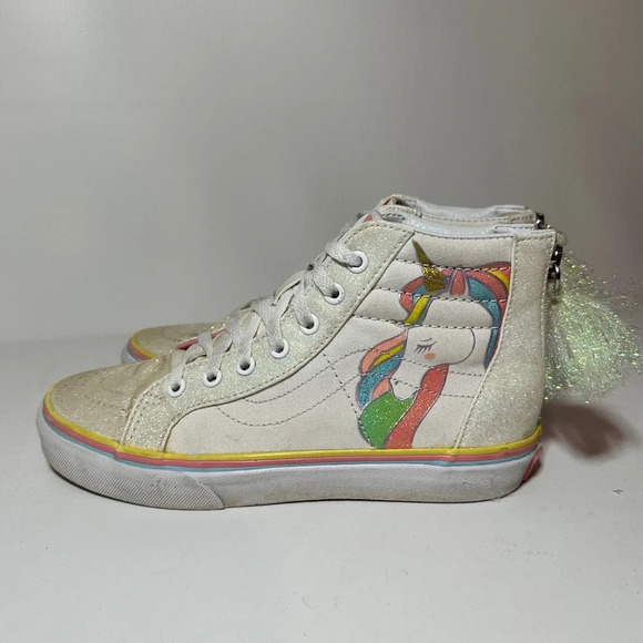 VANS Sk8-Hi Zip Rainbow Unicorn Glitter Sneakers Shoes Toddler Kids Size 3.5. - Picture 1 of 9